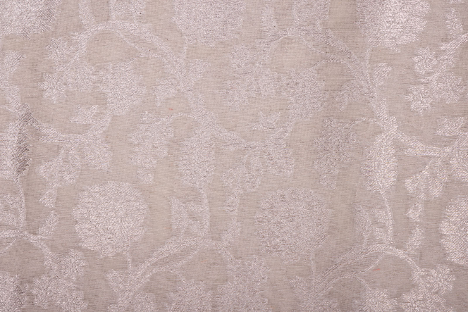 Off-White Handwoven Banarasi Cotton Fabric