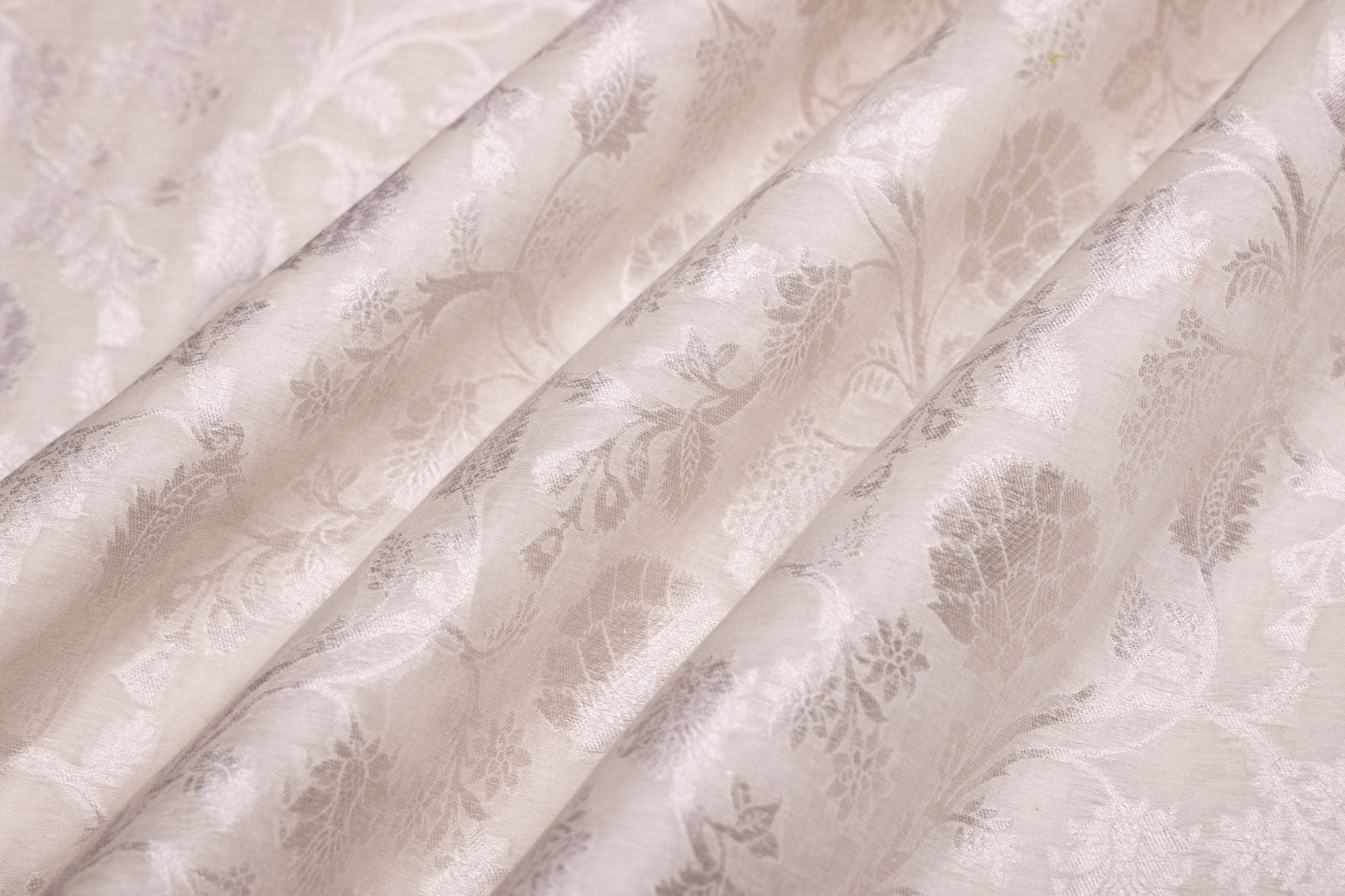 Off-White Handwoven Banarasi Cotton Fabric