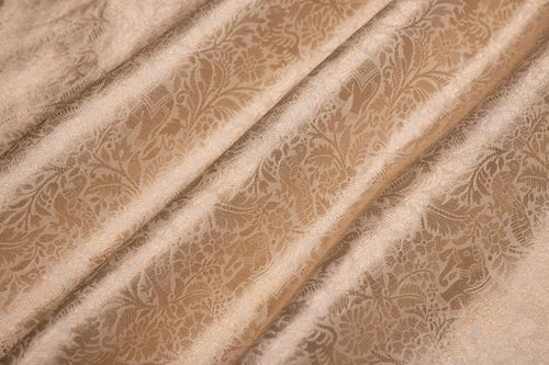 Beige Handwoven Banarasi Silk Fabric