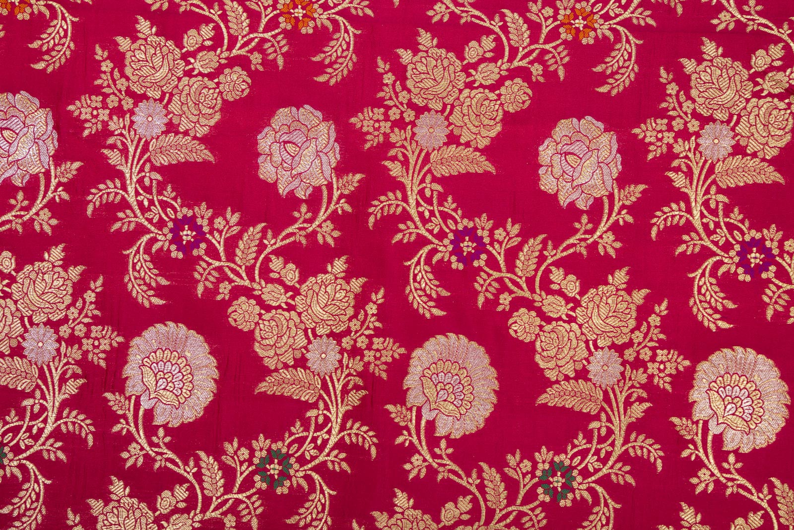 Pink Dual Tone Handwoven Banarasi Silk Fabric