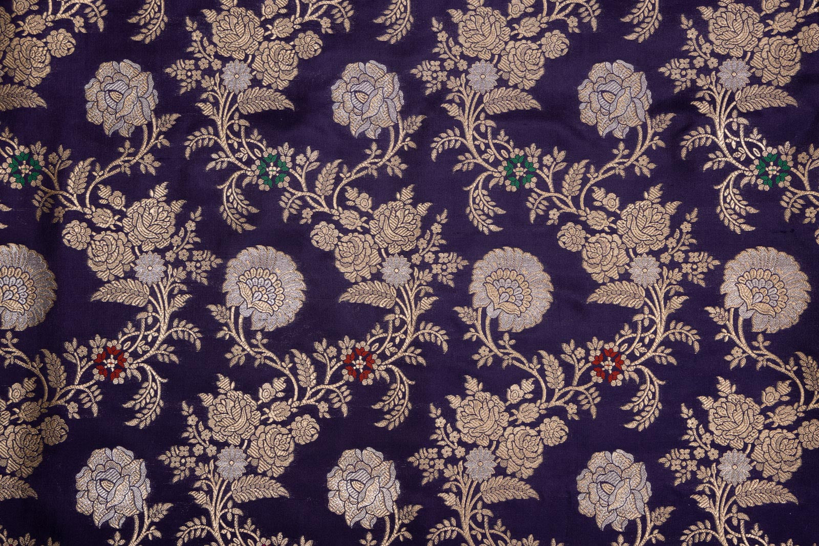 Navy Blue Handwoven Banarasi Silk Fabric