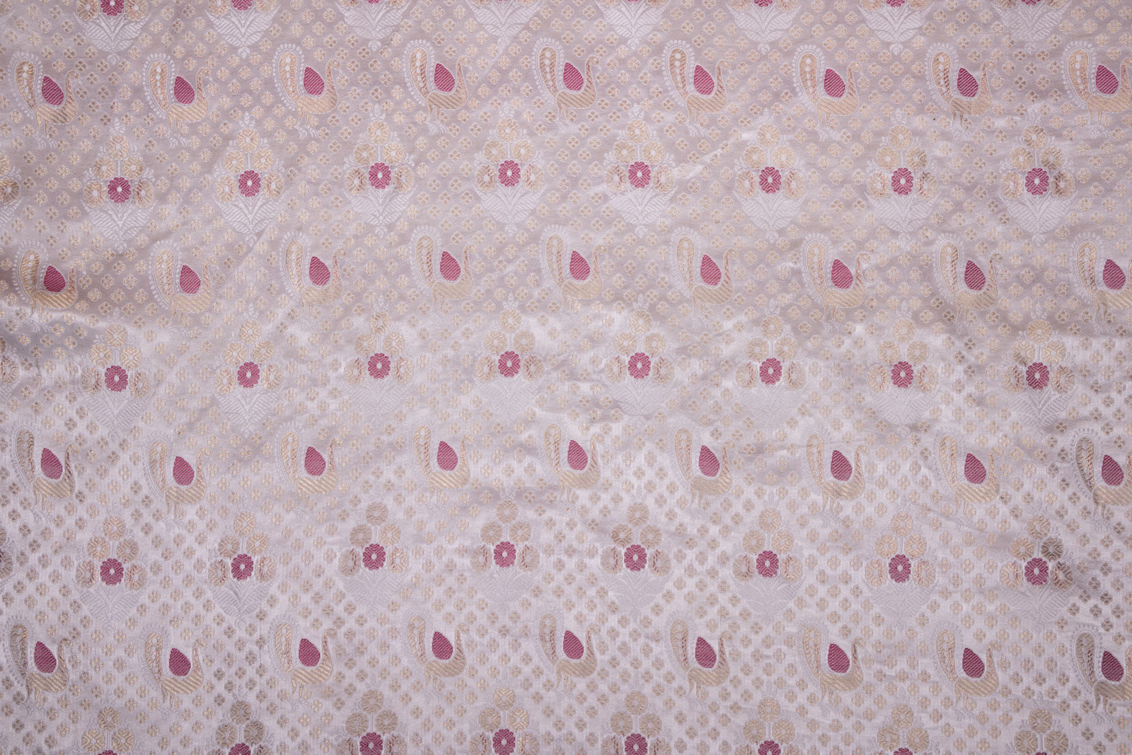 Off-White Handwoven Banarasi Gajji Silk Fabric