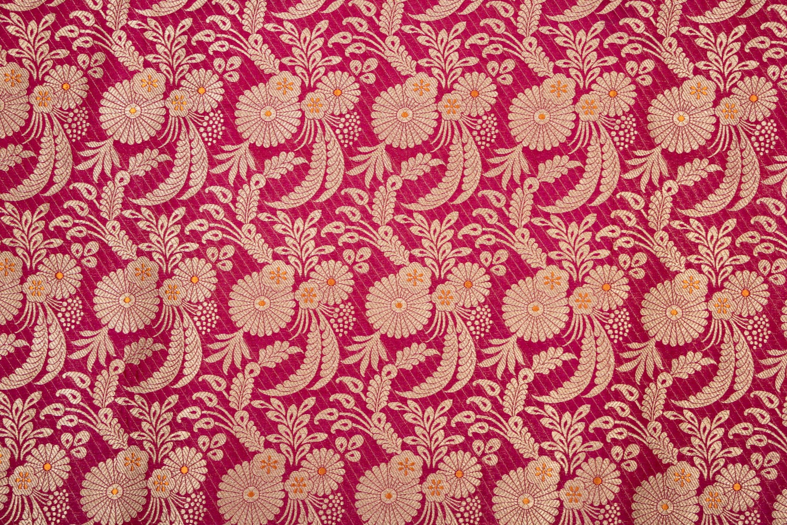 Fuchsia Pink Handwoven Banarasi Silk Fabric