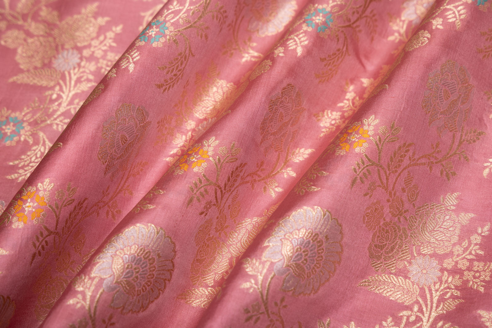 Pink Handwoven Banarasi Silk Fabric