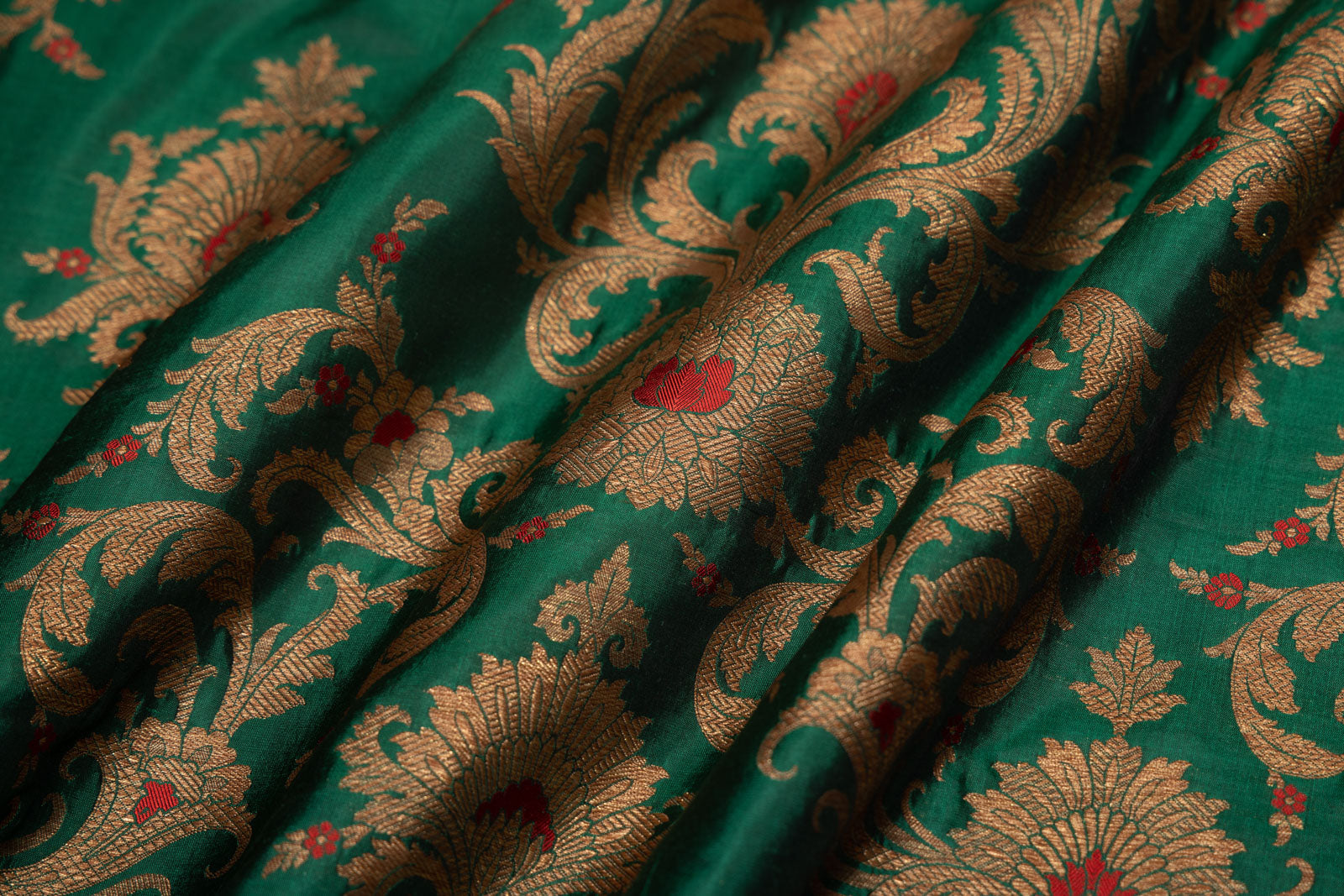 Green Handwoven Banarasi Silk Fabric