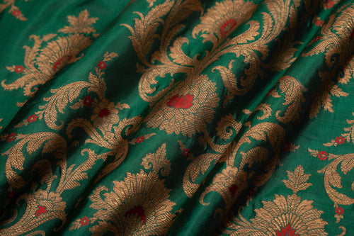 Green Handwoven Banarasi Silk Fabric