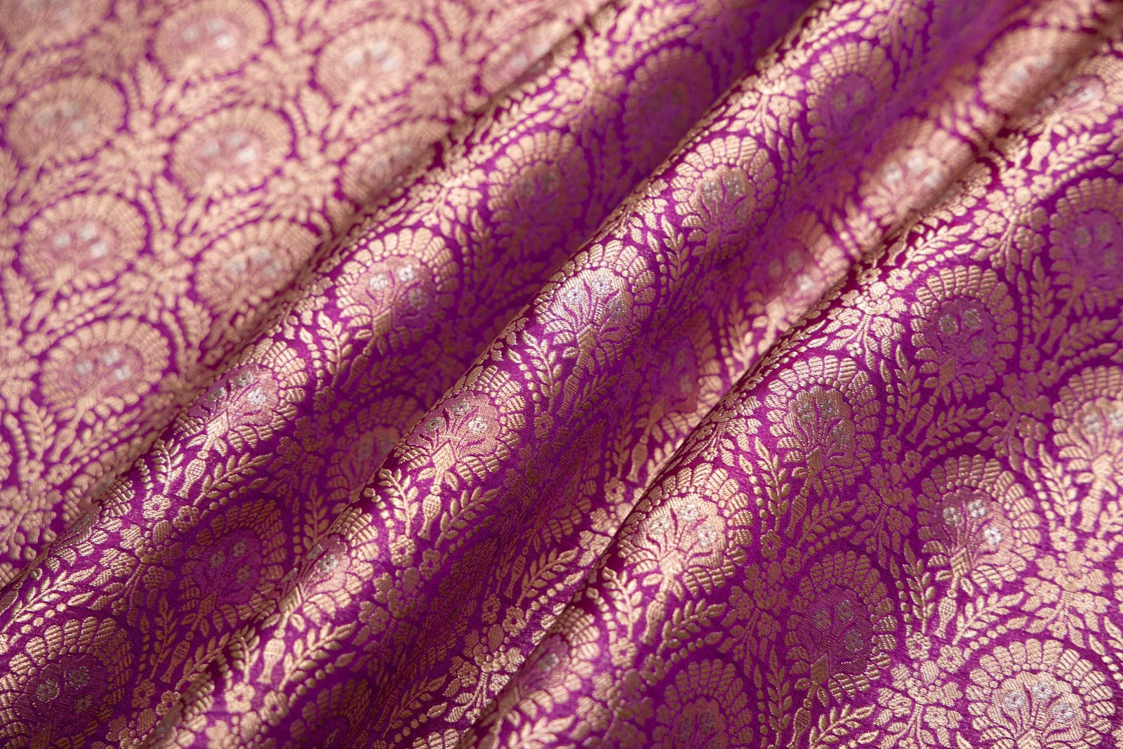 Magenta Pink Handwoven Banarasi Brocade Fabric