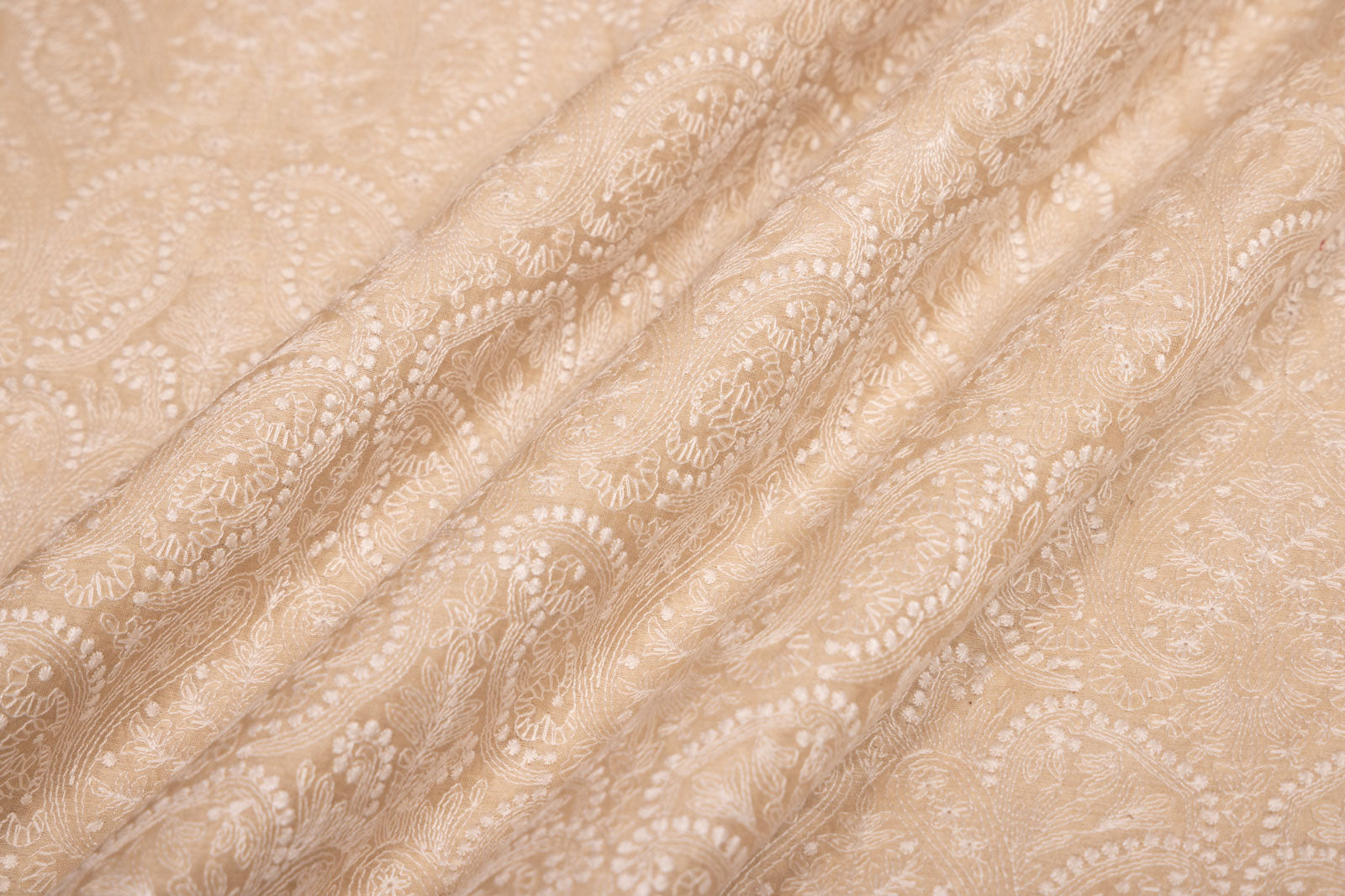 Beige Banarasi Moonga Silk Fabric