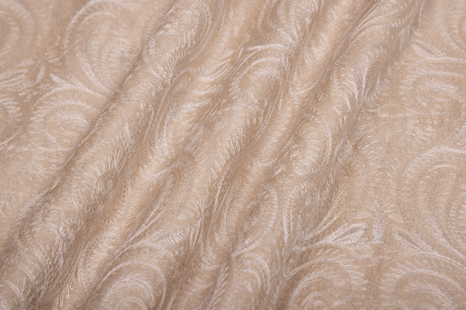 Beige Banarasi Moonga Silk Fabric