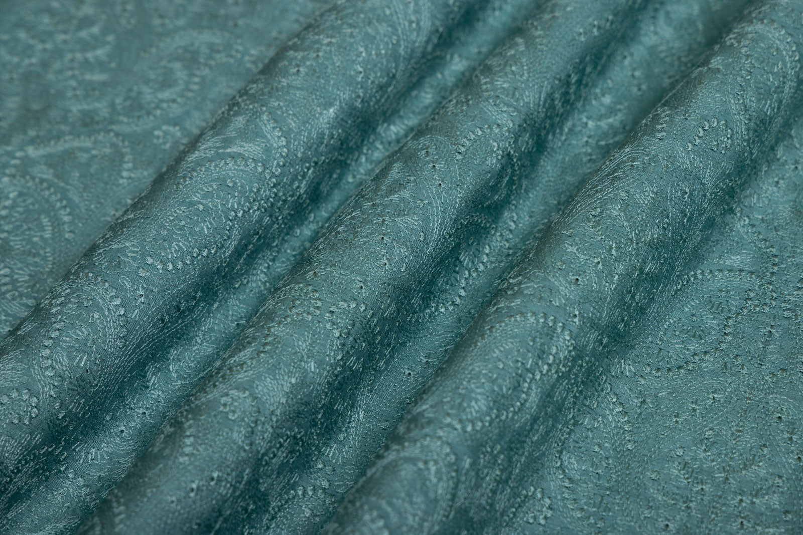 Teal Blue Banarasi Moonga Silk Fabric