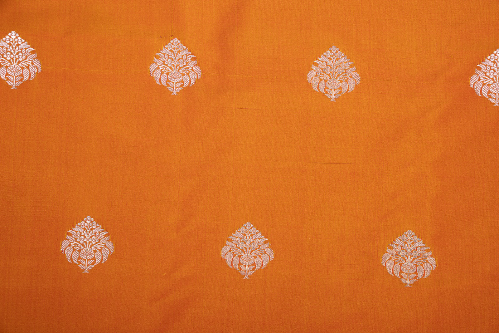 Orange Handwoven Banarasi Silk Fabric