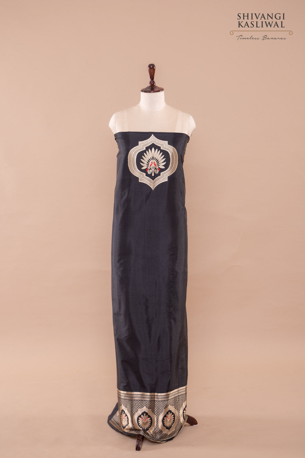 Black Handwoven Banarasi Silk Suit Piece
