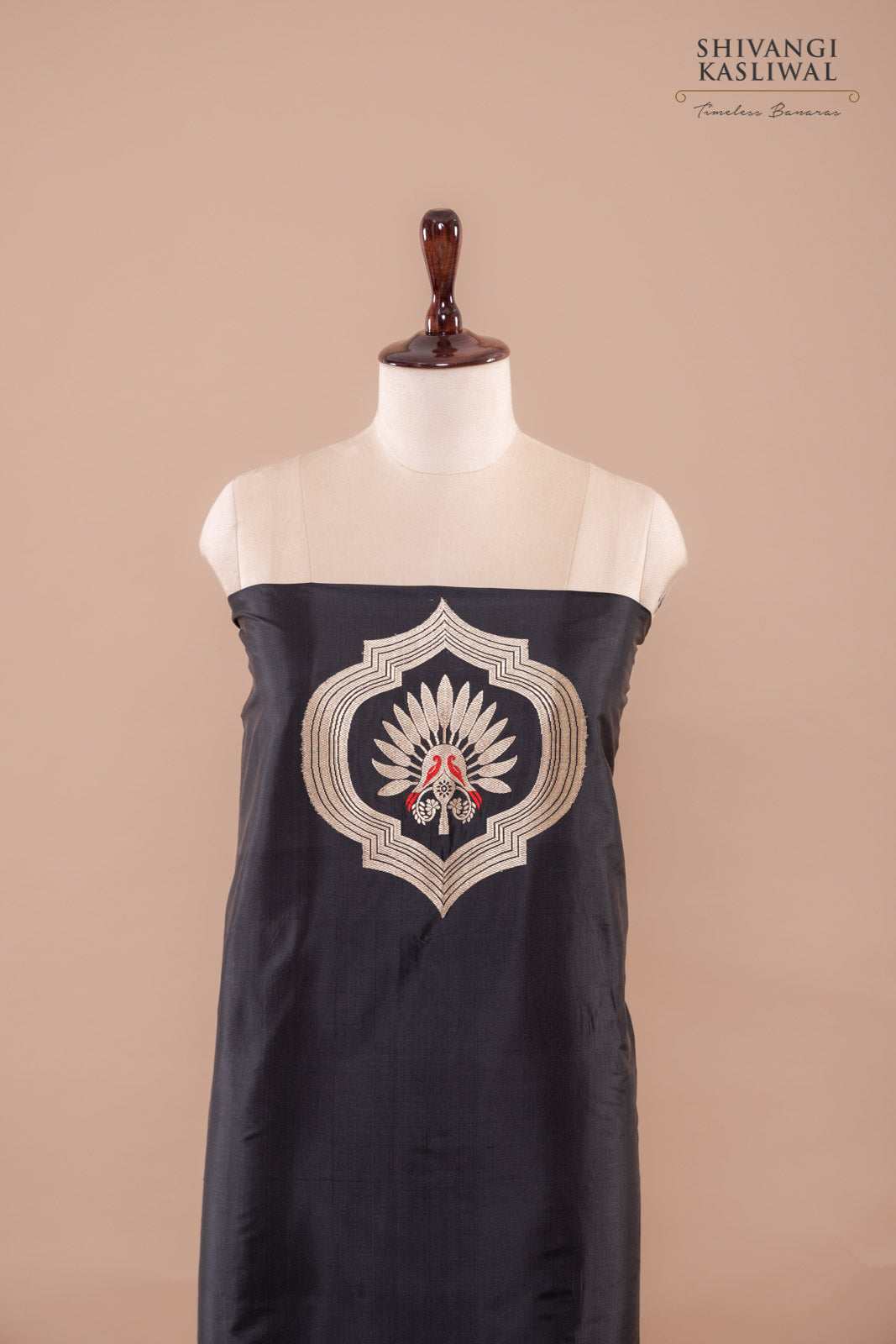 Black Handwoven Banarasi Silk Suit Piece