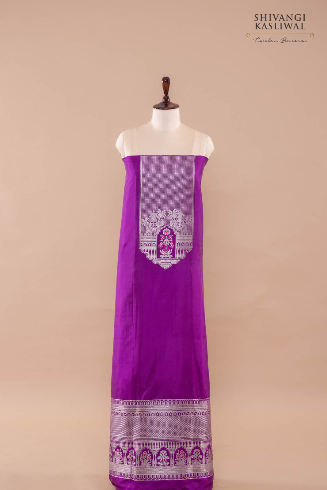 Magenta Pink Handwoven Banarasi Silk Suit Piece
