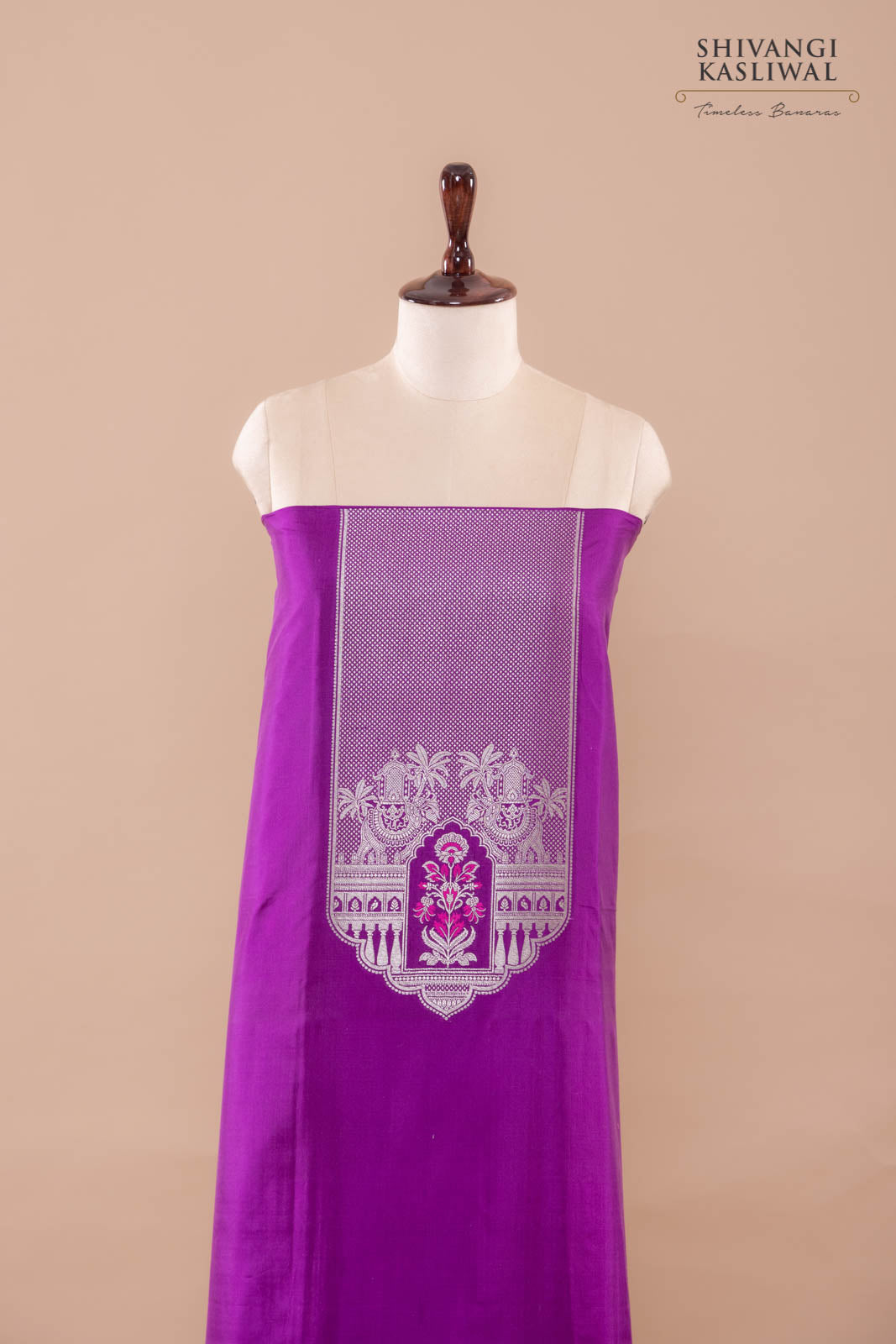 Magenta Pink Handwoven Banarasi Silk Suit Piece