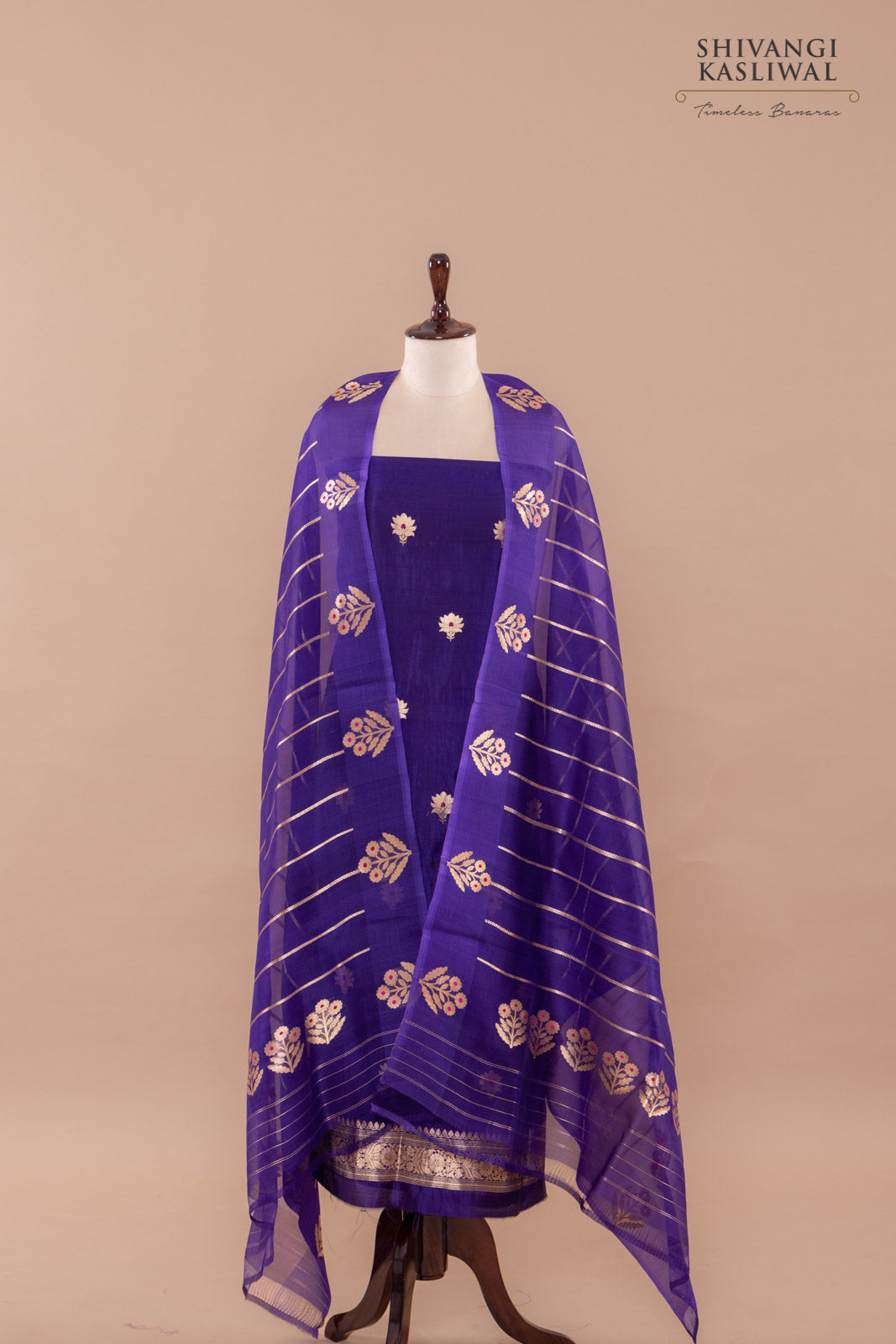 Purple Handwoven Banarasi Silk Suit Piece