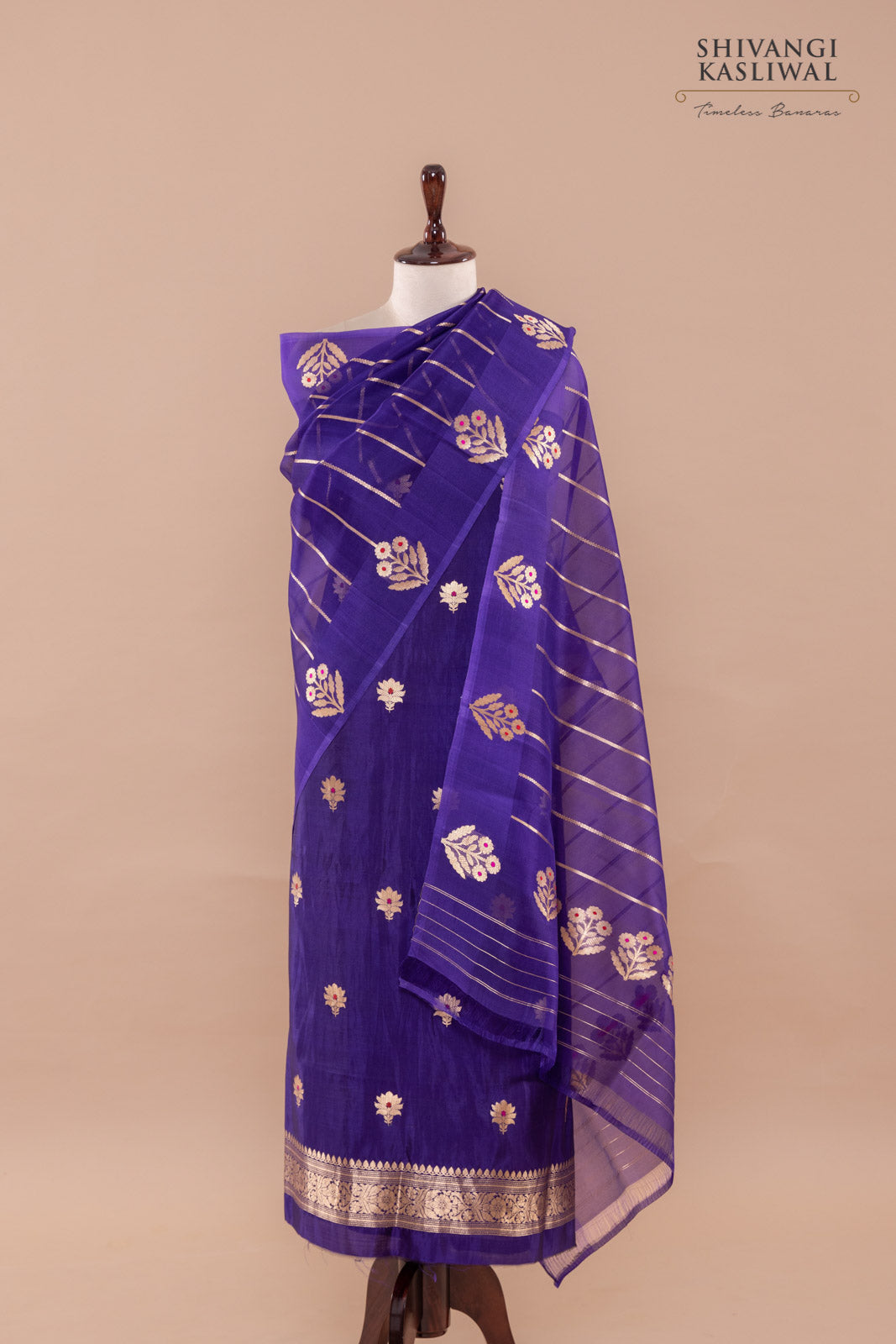 Purple Handwoven Banarasi Silk Suit Piece