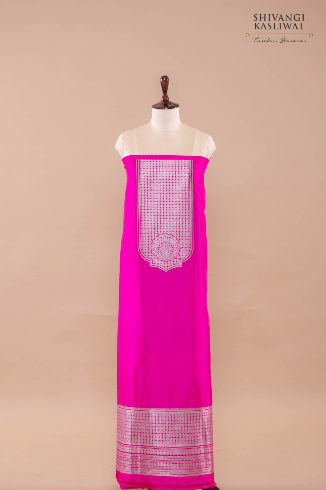 Rani Pink Handwoven Banarasi Silk Suit Piece