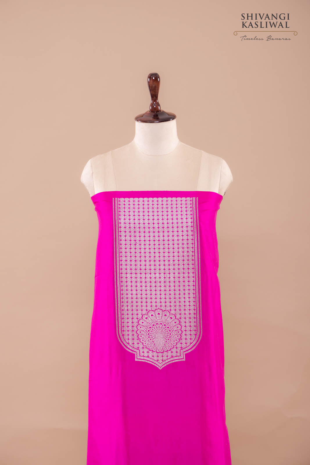 Rani Pink Handwoven Banarasi Silk Suit Piece