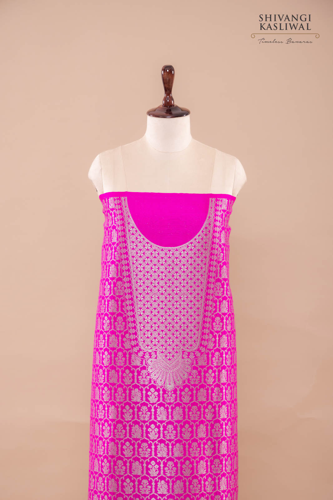Rani Pink Handwoven Banarasi Silk Suit Piece