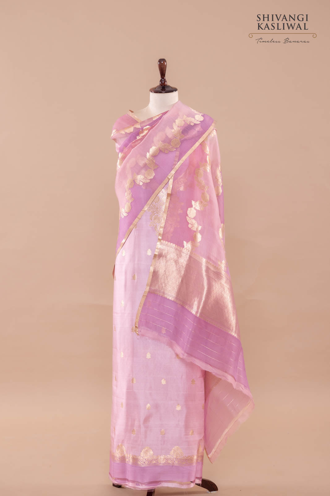 Light Onion Pink Handwoven Banarasi Silk Suit Piece