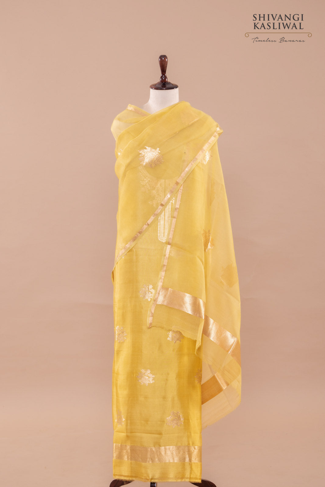 Yellow Handwoven Banarasi Silk Suit Piece