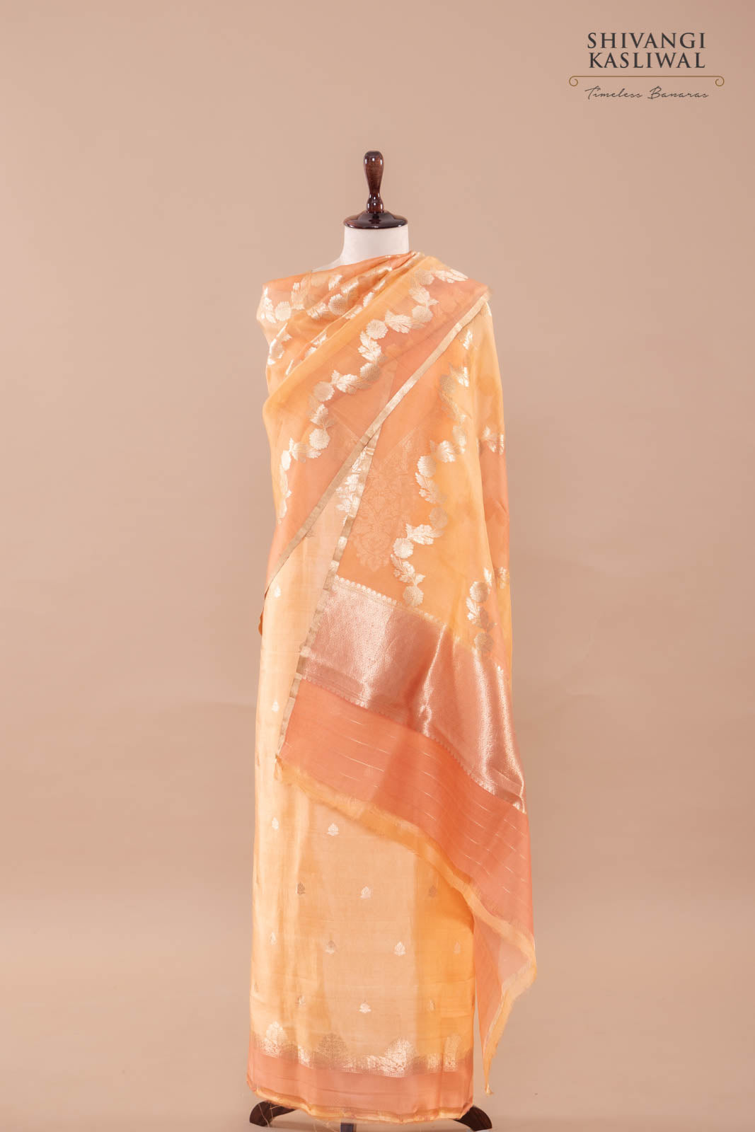 Peach Handwoven Banarasi Silk Suit Piece