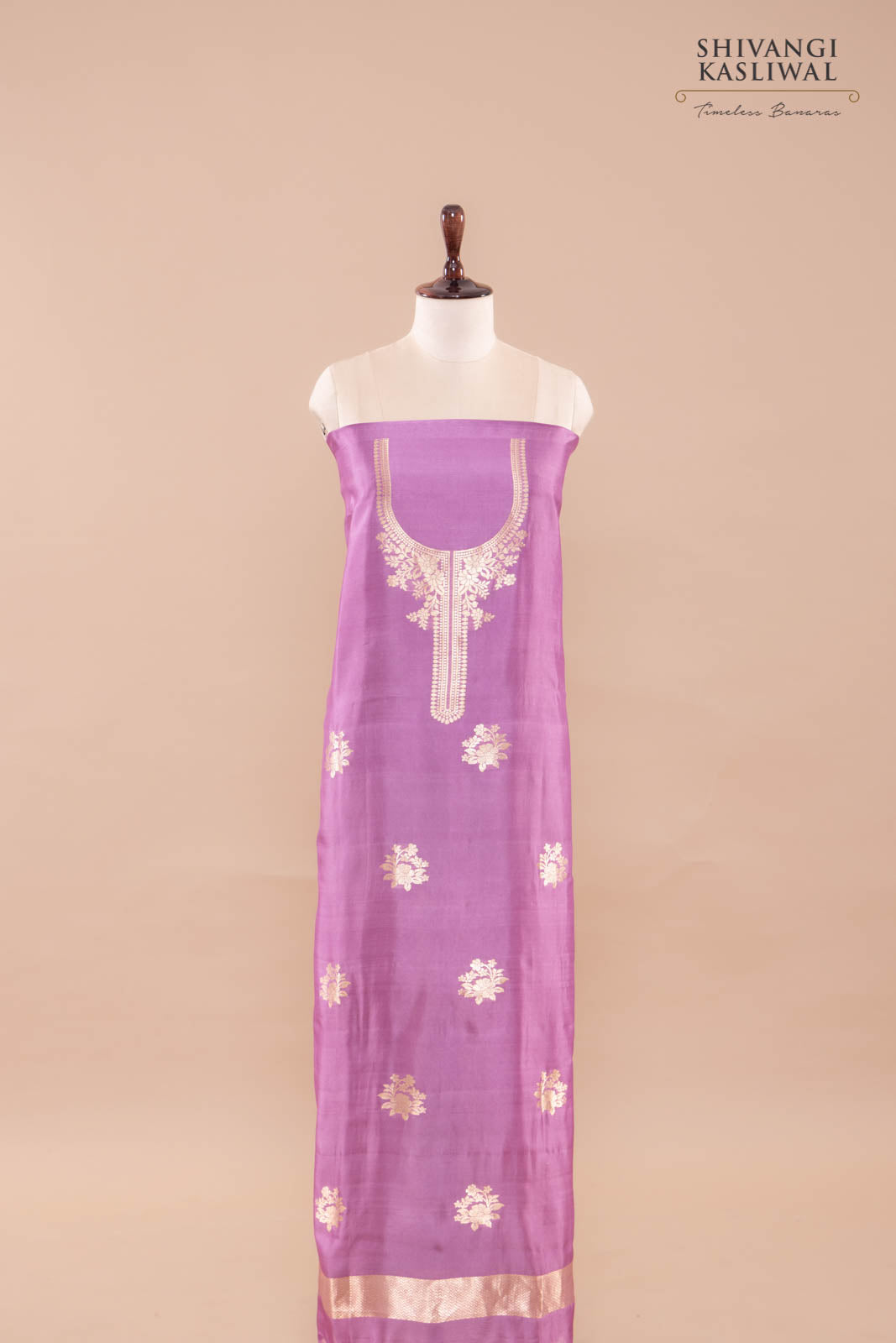 Lilac Handwoven Banarasi Silk Suit Piece