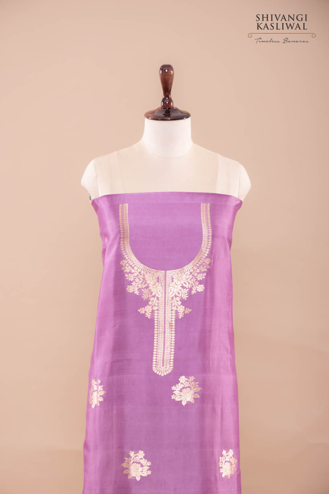 Lilac Handwoven Banarasi Silk Suit Piece