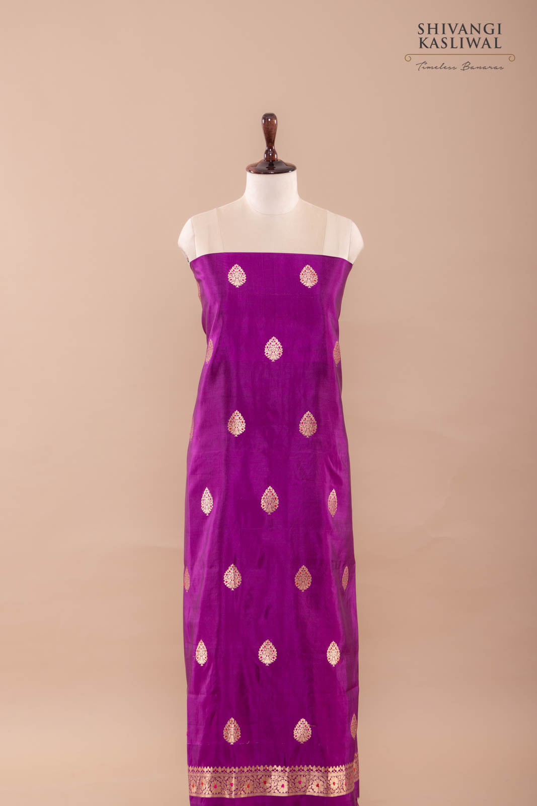 Magenta Pink Handwoven Banarasi Silk Suit Piece