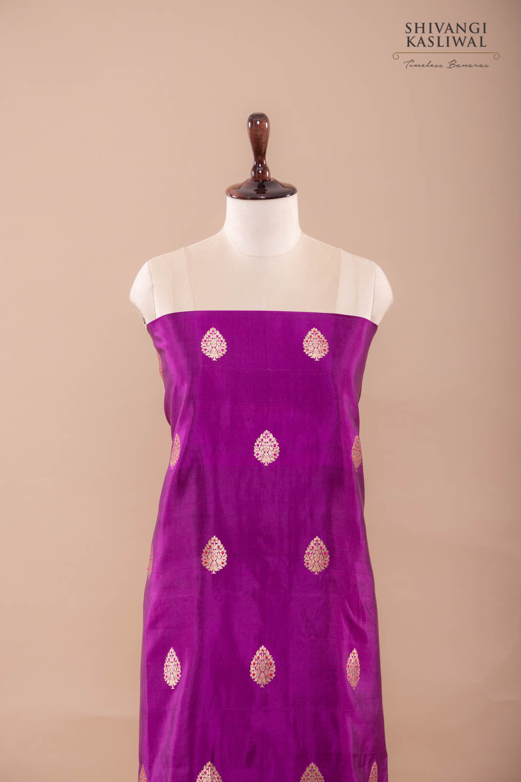 Magenta Pink Handwoven Banarasi Silk Suit Piece