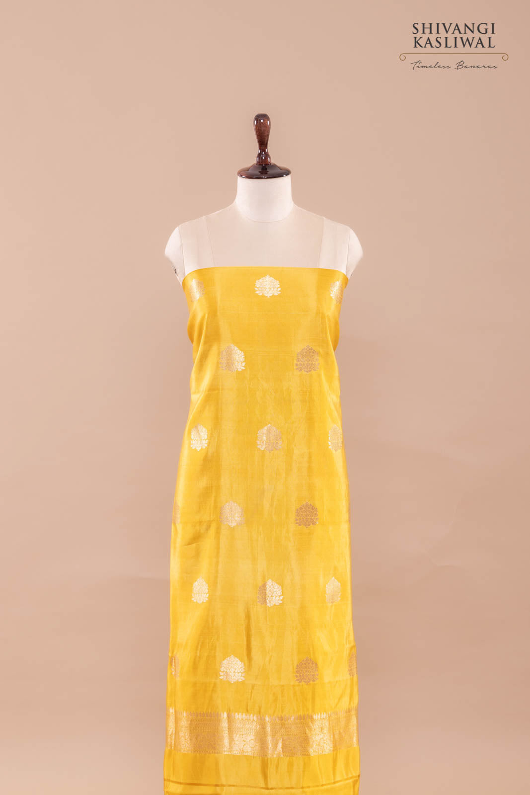 Yellow Handwoven Banarasi Silk Suit Piece
