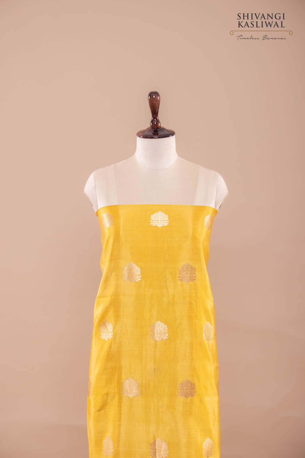 Yellow Handwoven Banarasi Silk Suit Piece