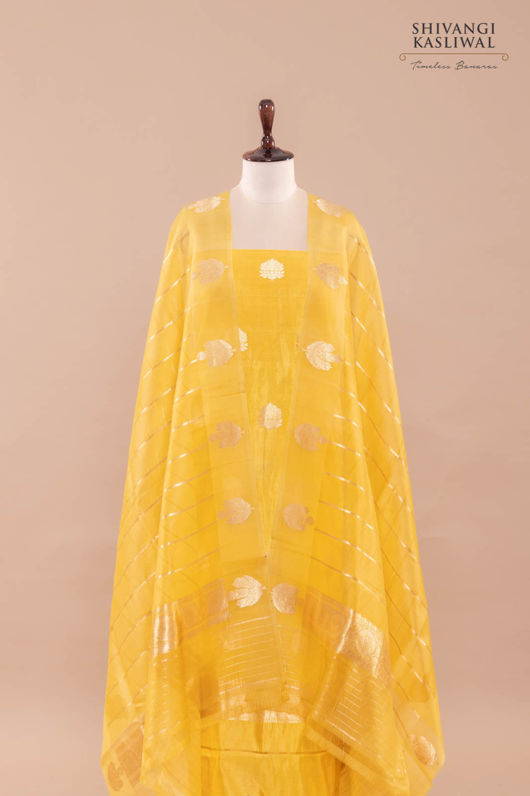 Yellow Handwoven Banarasi Silk Suit Piece