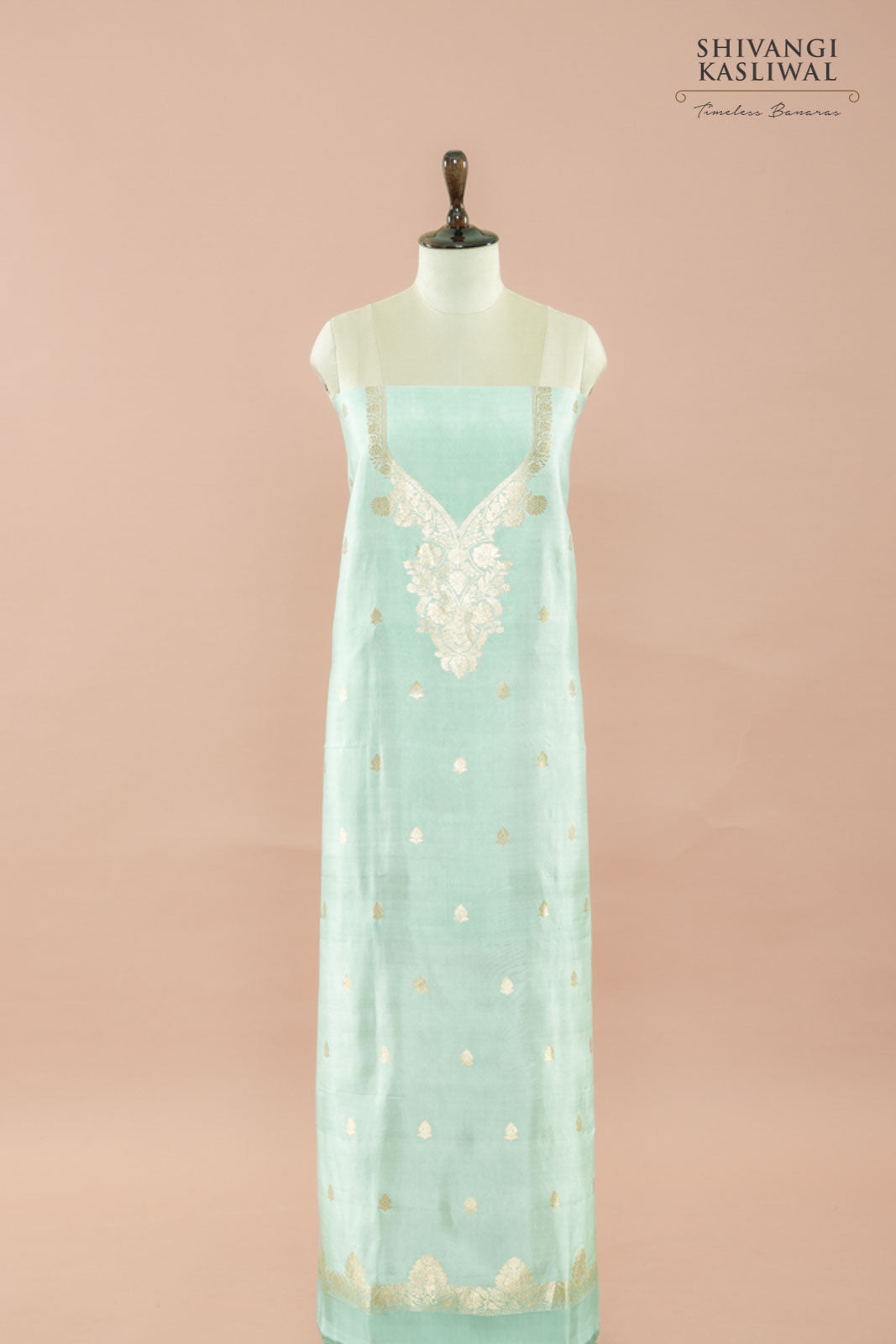 Powder Blue Handwoven Banarasi Silk Suit Piece