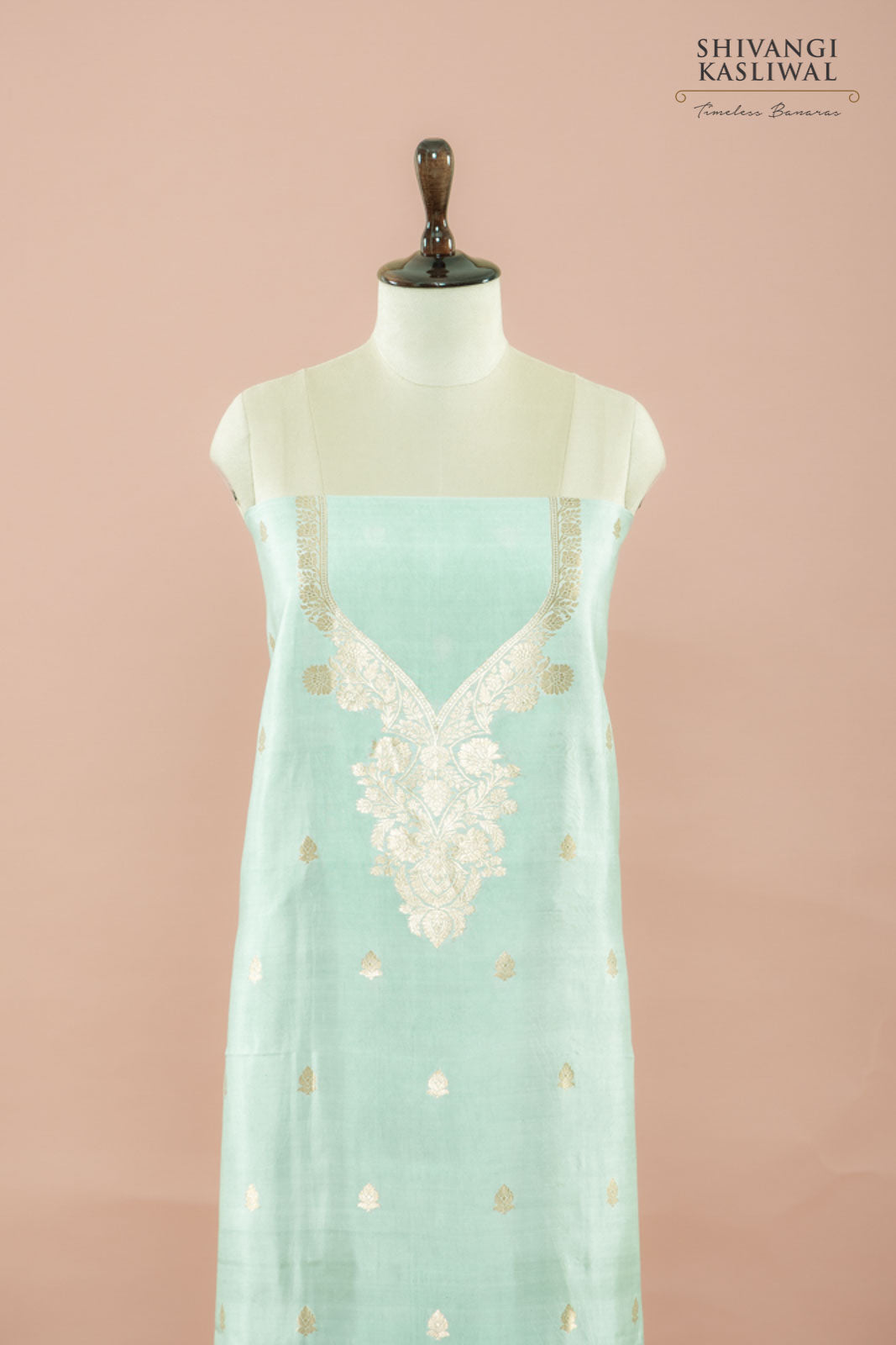 Powder Blue Handwoven Banarasi Silk Suit Piece