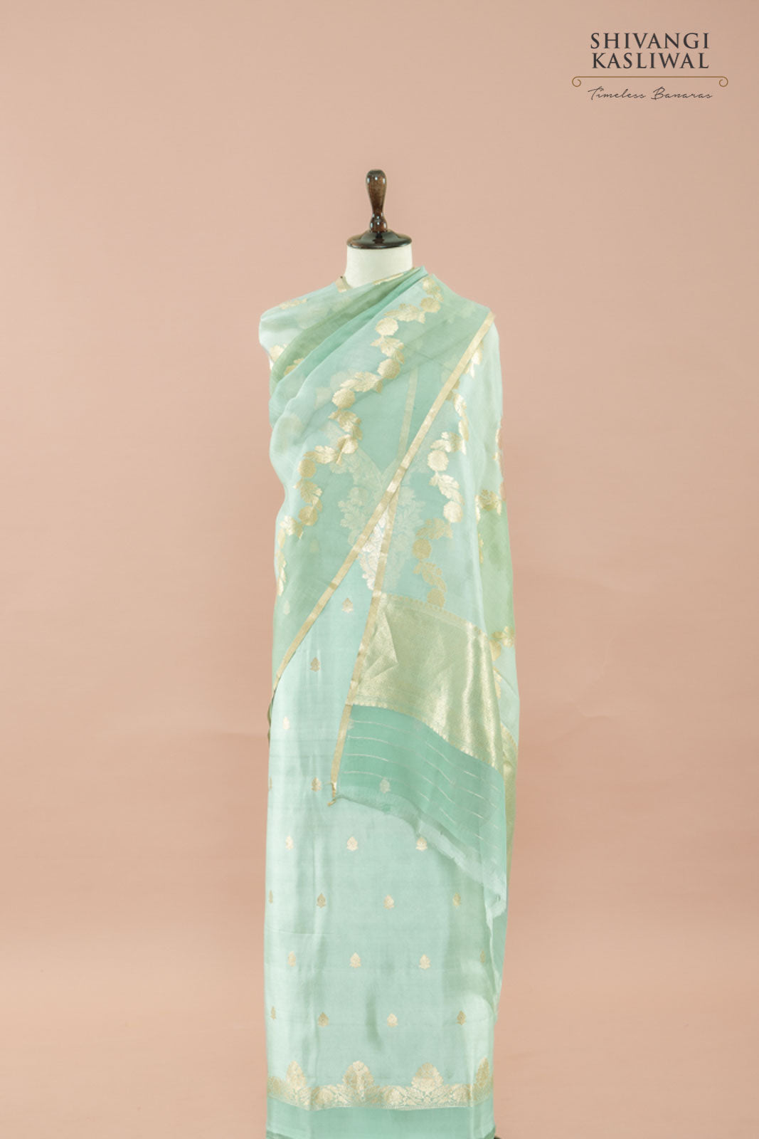 Powder Blue Handwoven Banarasi Silk Suit Piece