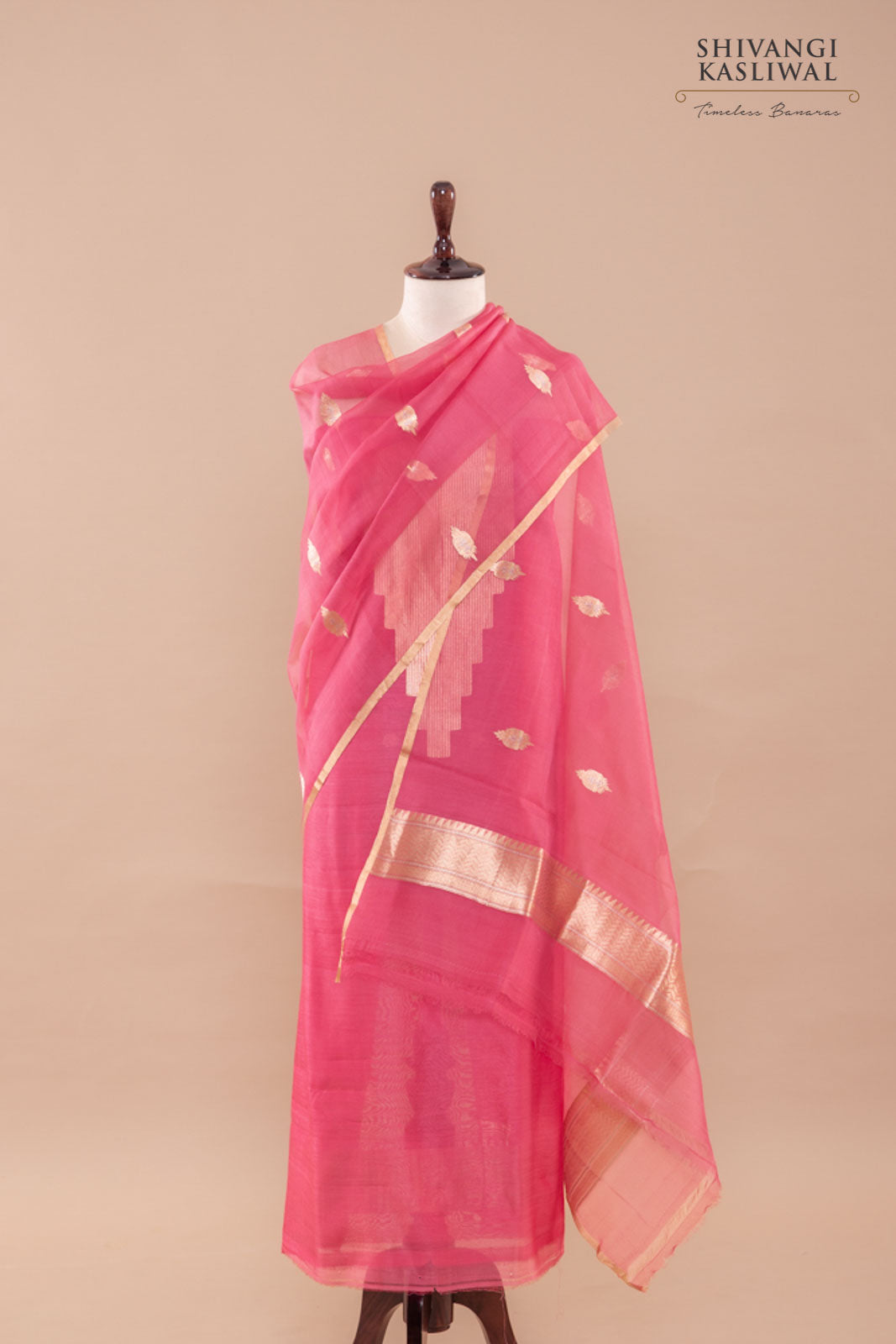 Pink Handwoven Banarasi Chanderi Suit Piece