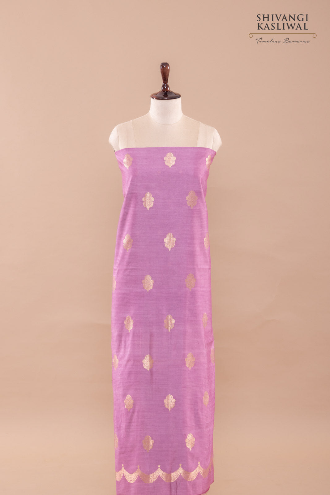 Onion Pink Handwoven Banarasi Silk Suit Piece