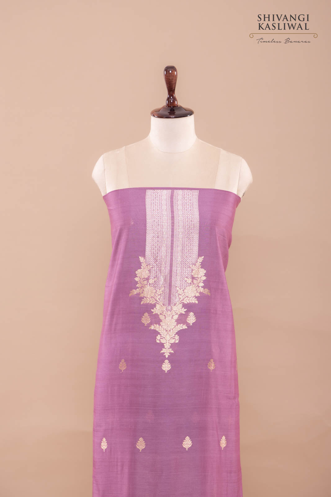 Lilac Handwoven Banarasi Chanderi Suit Piece