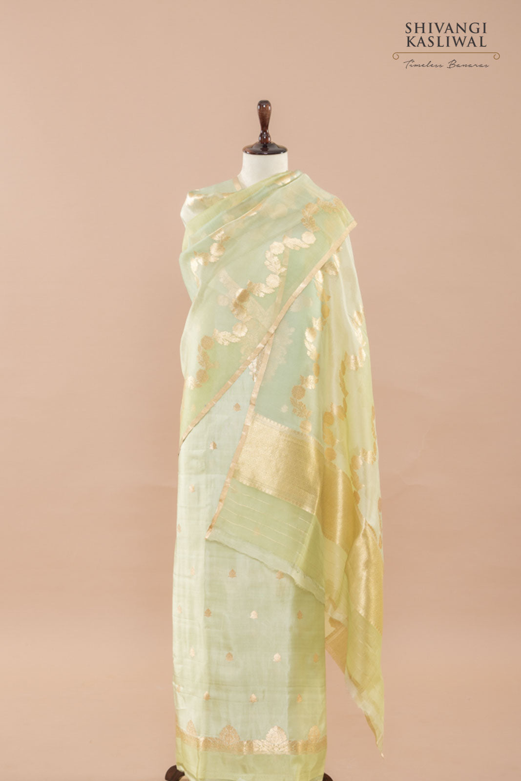 Pista Green Handwoven Banarasi Silk Suit Piece