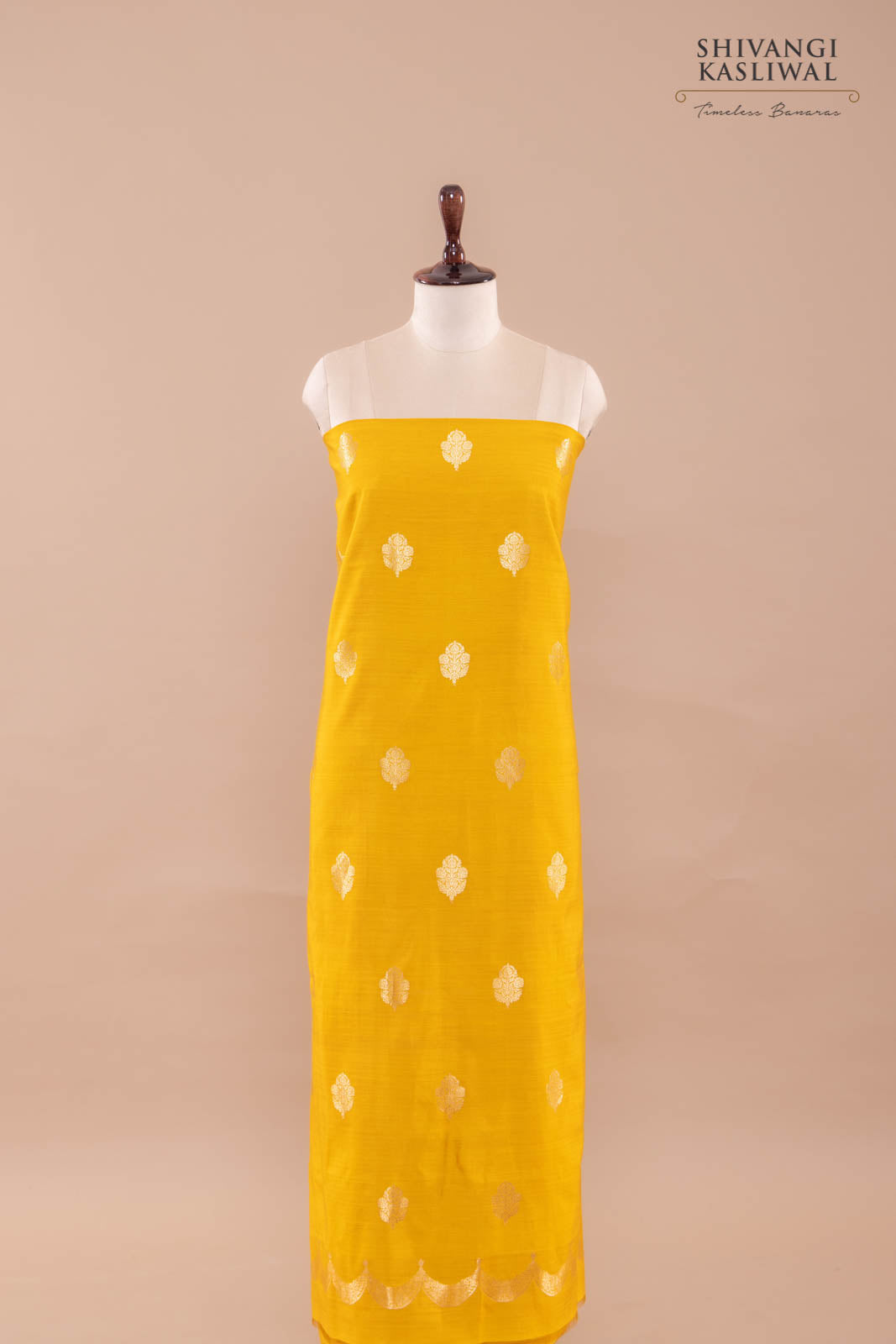Yellow Handwoven Banarasi Silk Suit Piece