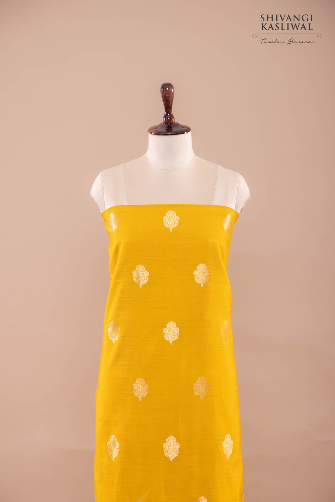 Yellow Handwoven Banarasi Silk Suit Piece