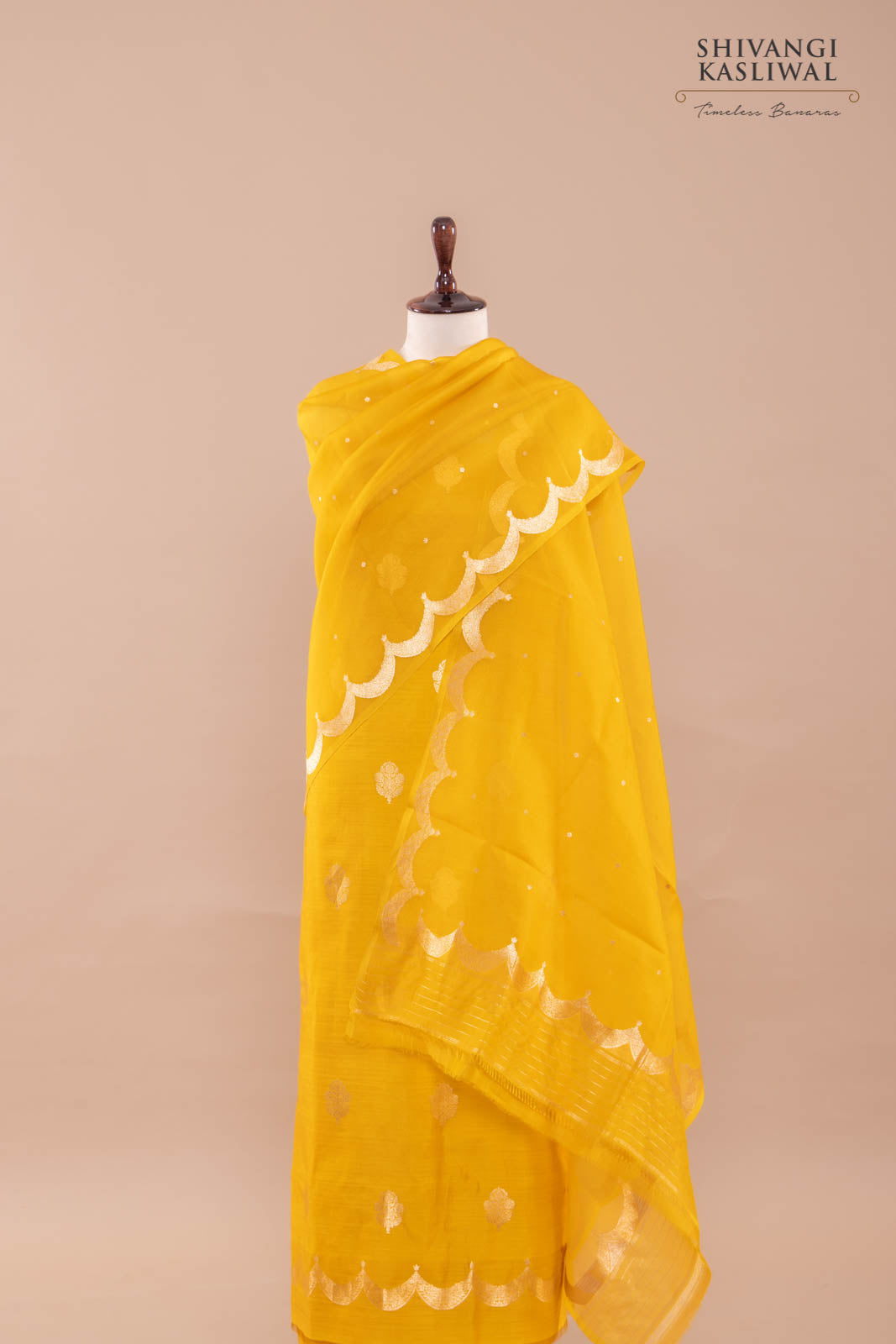 Yellow Handwoven Banarasi Silk Suit Piece
