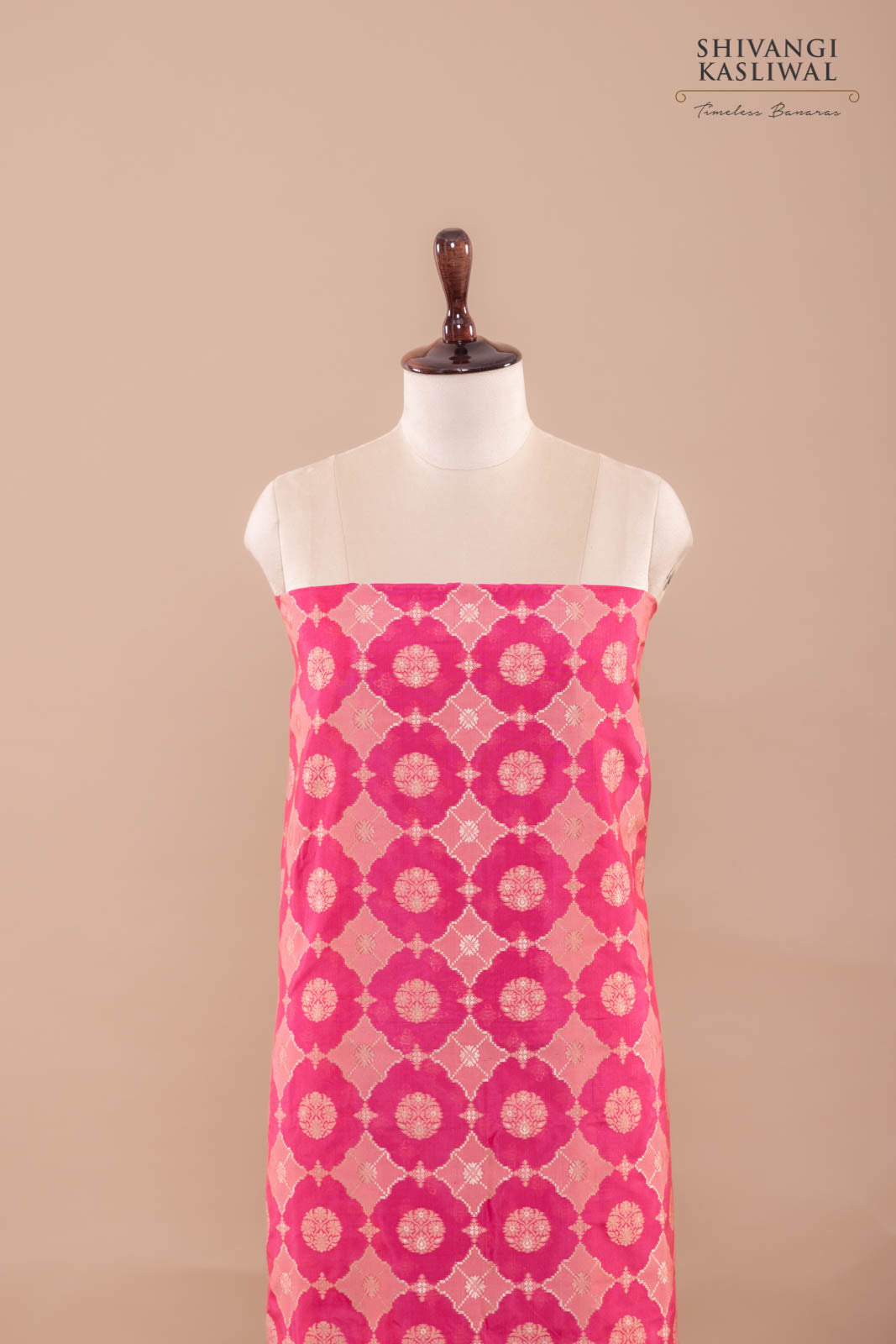 Fuchsia Pink Handwoven Banarasi Silk Suit Piece