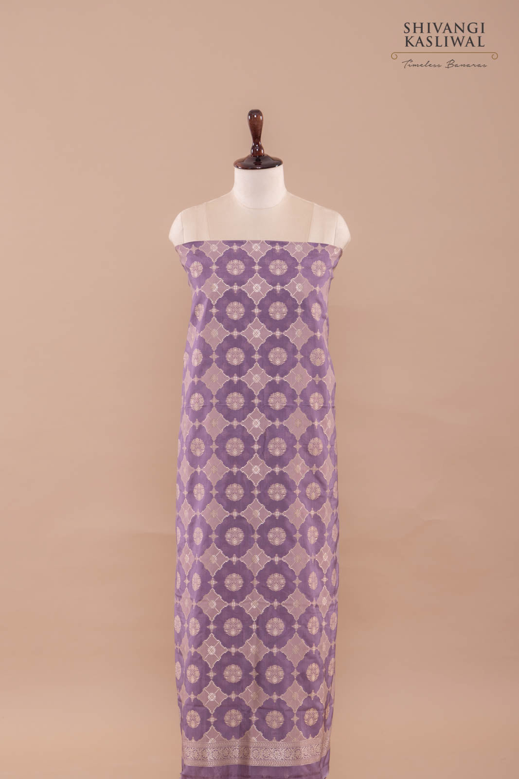 Lilac Handwoven Banarasi Silk Suit Piece