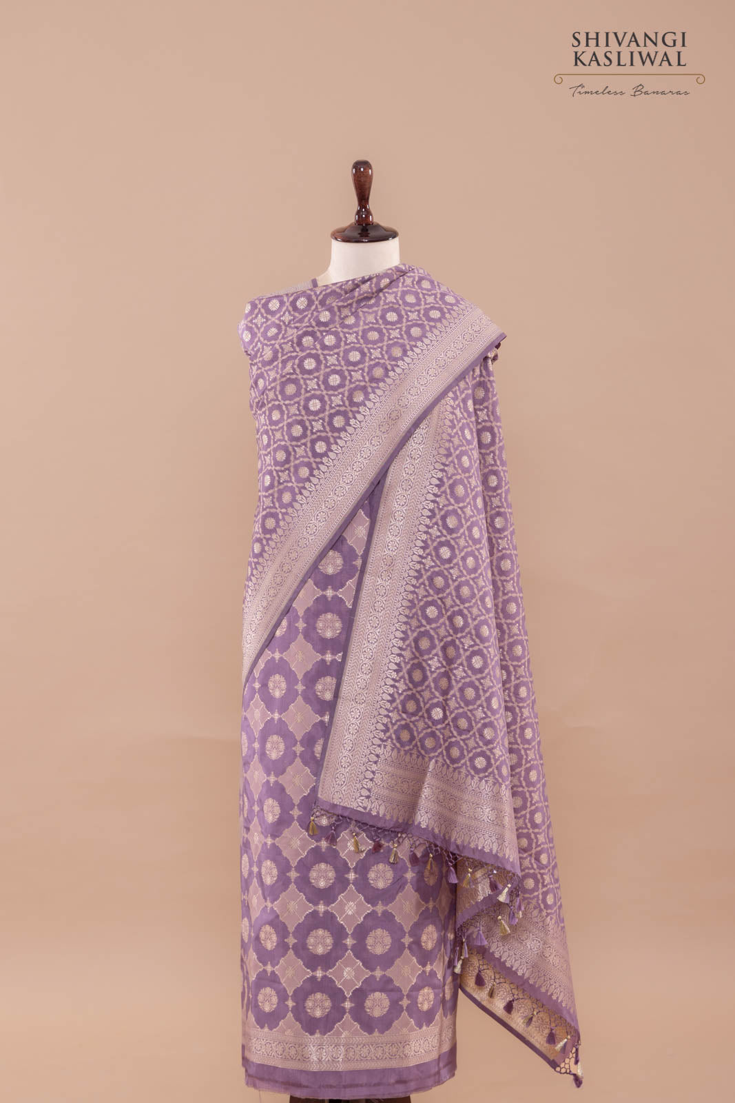 Lilac Handwoven Banarasi Silk Suit Piece