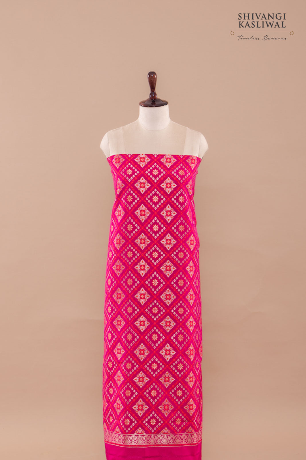 Pink Dual Tone Handwoven Banarasi Silk Suit Piece