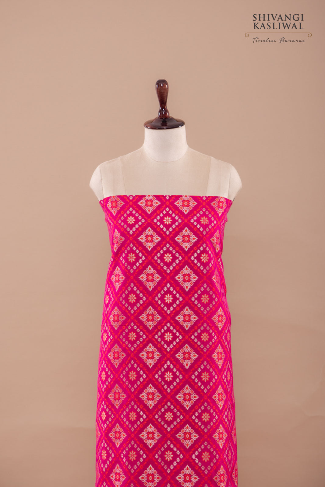 Pink Dual Tone Handwoven Banarasi Silk Suit Piece