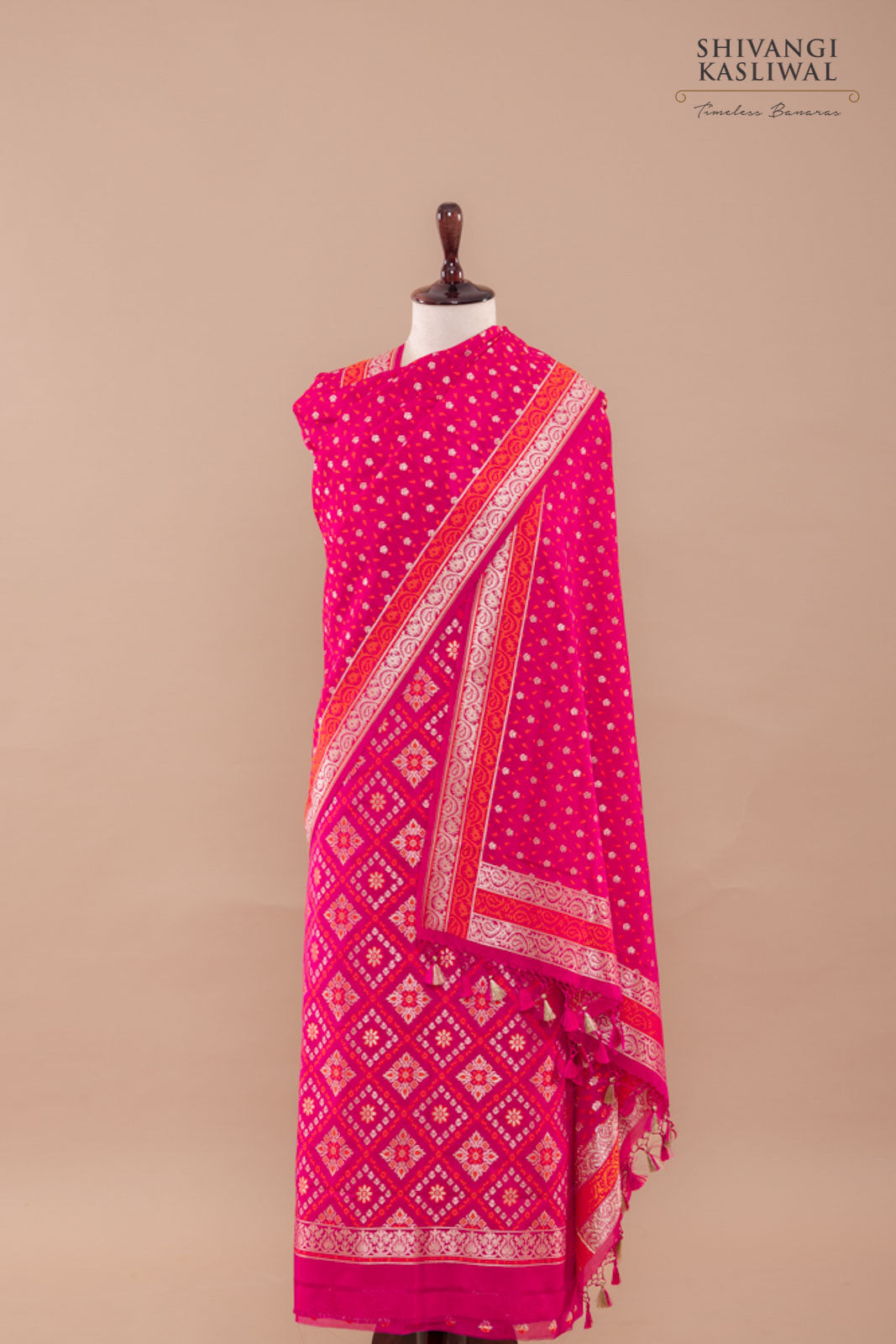 Pink Dual Tone Handwoven Banarasi Silk Suit Piece